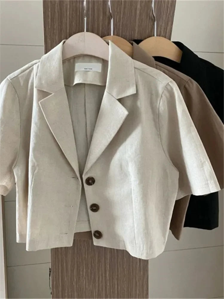 Vintage Style Suit Women's Blazer Casual Short Outwear