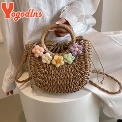 Straw Bags Hand-Woven Rattan Bag Handmade Purse