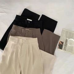 High Waist Suit Pants Fall Straight Office Ladies Fashion Trousers