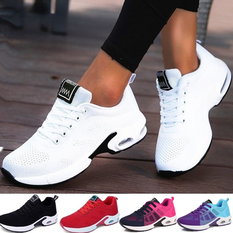 Ladies Casual Mesh Flat Shoes Lightweight Sneakers