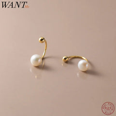 Fashion Pearl Ear Hook Unique Screw Bead Stud Earrings