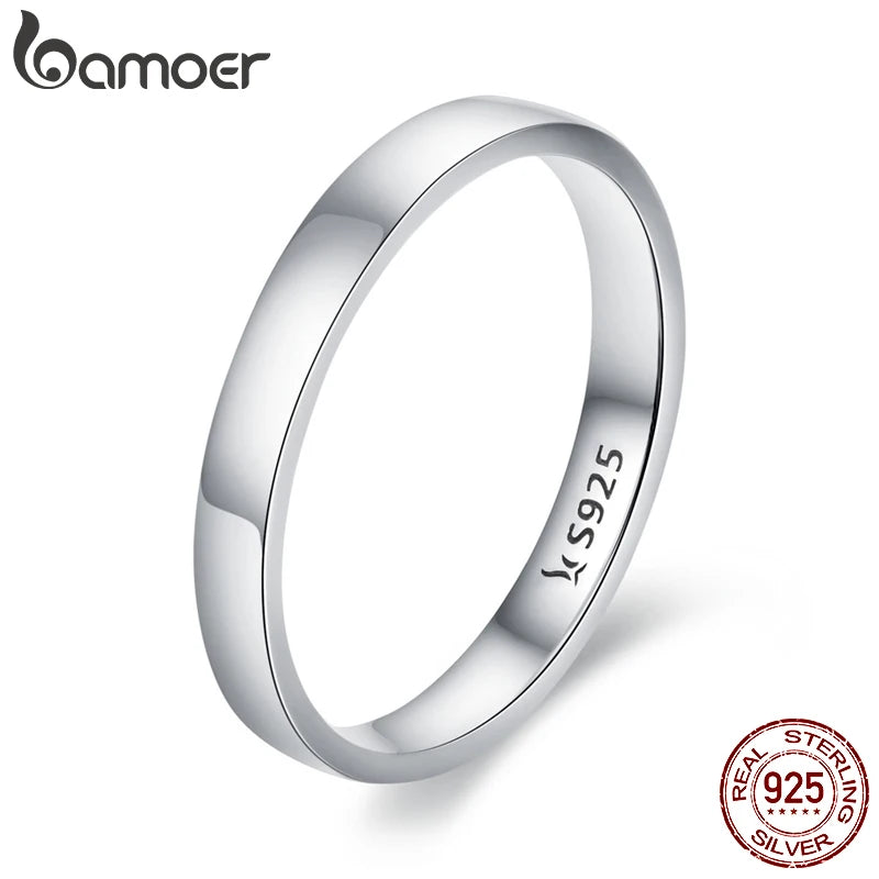 Silver Wedding Ring Classic Round Finger Ring