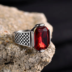 Men's Stainless Steel Multiple Color Gemstone Styles Rings Jewelry