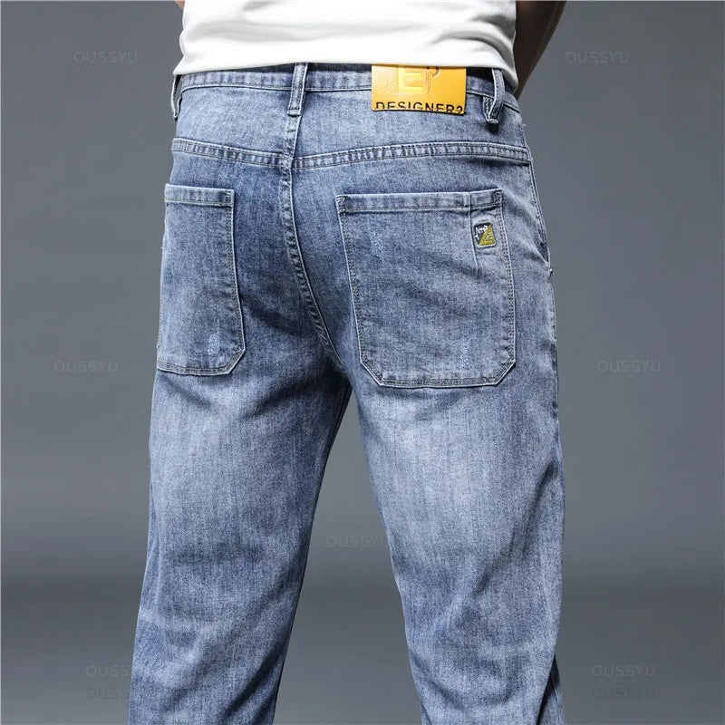 Men's Ankle Length Jeans Streetwear Design Denim Pants