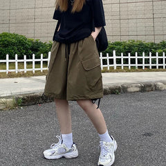 Summer Knee Length Cargo Shorts Wide Leg