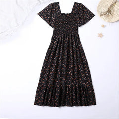 Chiffon Dress Midi Dress Short Sleeve Printed Floral