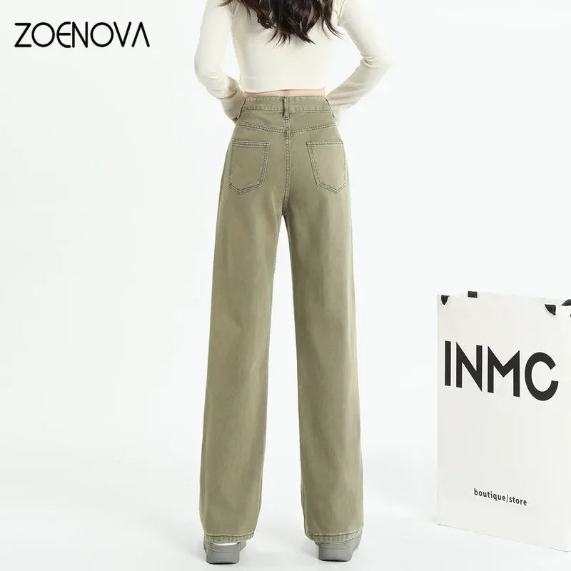 Color Y2K Spring Trendy Jeans Elastic Women Pants