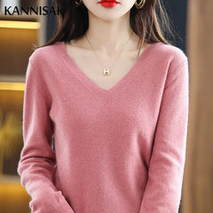 Sweater Shirt  V-neck Knitted Tops Casual High Jumpers