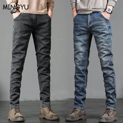 Men's Classic Fashion Grey Casual Slim Skinny Vintage Blue Streetwear