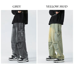 Men's Denim Wide-leg Pants Baggy Cargo Jeans High Street
