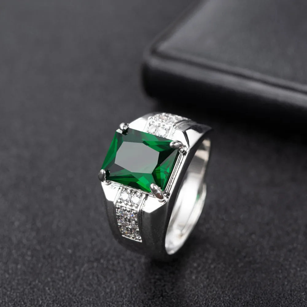 Vintage Square Gemstone Adjustable Ring