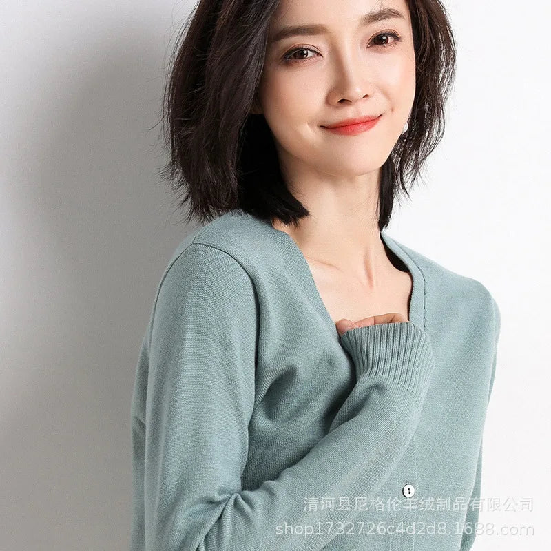 Cardigans Single Breasted V-neck Knitted Sweater Fashion