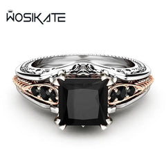 Plated Square Black Zirconia Ring Fashion