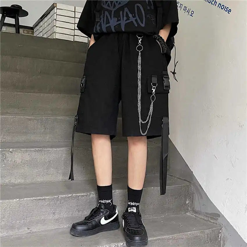 Summer Casual Cargo Pants Shorts Men's Loose Sports Pants Wide-leg