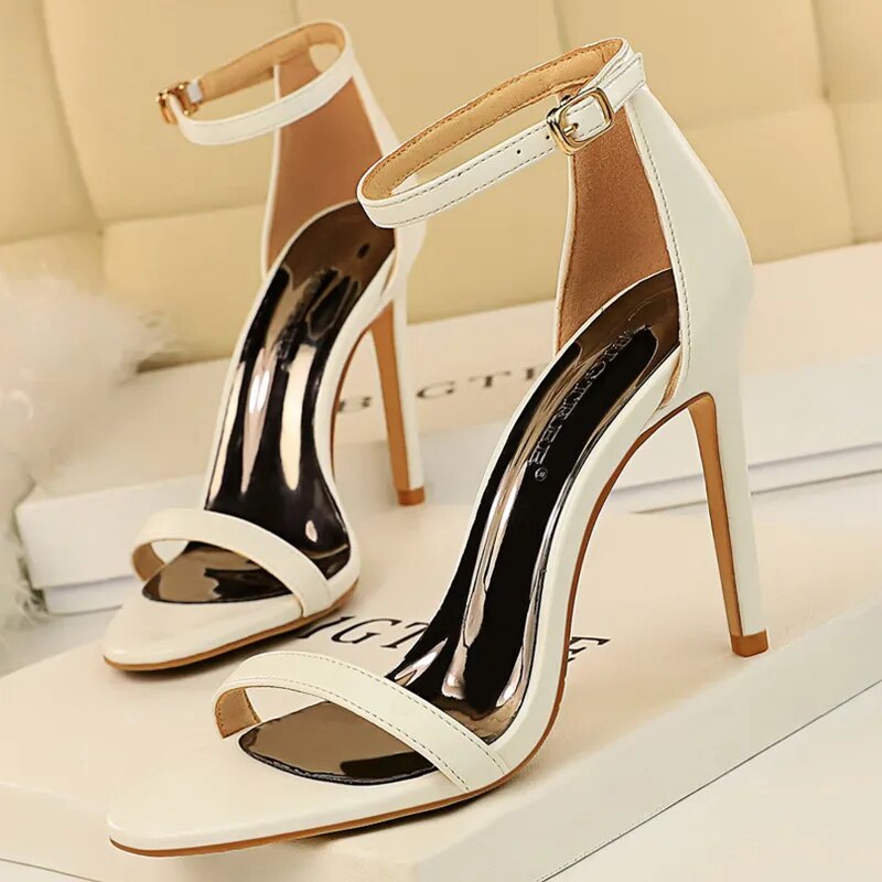 Shoes Summer Sandals Suede Hollow High Heels Stiletto