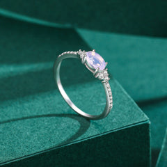 Elegant Oval Pink Moonstone Finger Ring