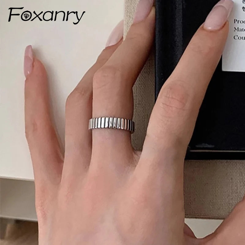 Silver Color Minimalist Cuff Rings For Women Couples Fashion