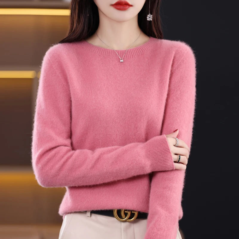 Basic Top Long Sleeve Women O-Neck Knitted Sweater