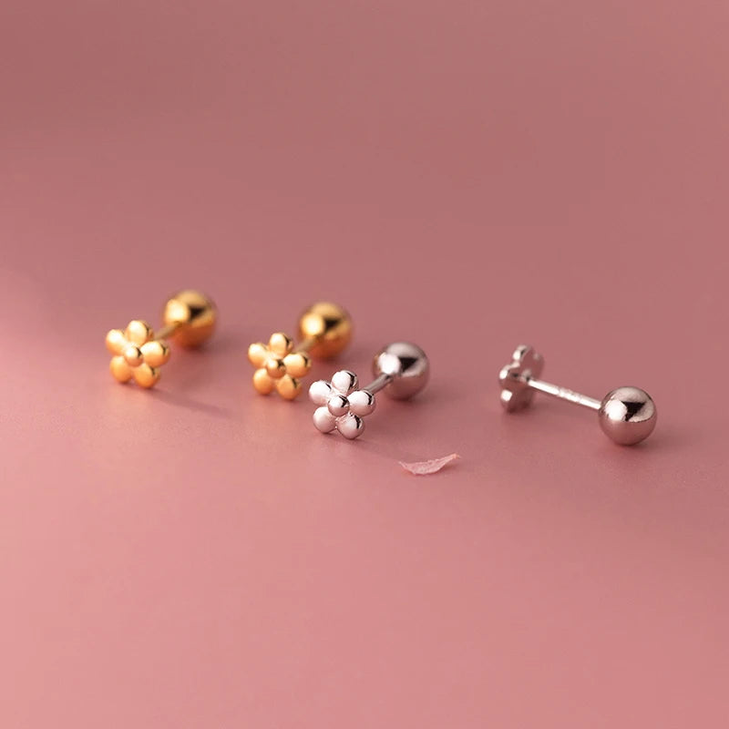 Cute Flowers Baby Screw Beads Stud Earrings Minimalist