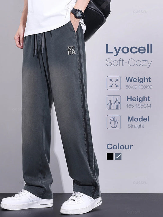 Brand Clothing Summer Thin Fabric Jeans Men Loose Wide Leg Pants