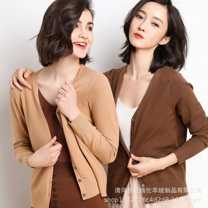 Cardigans Single Breasted V-neck Knitted Sweater Fashion