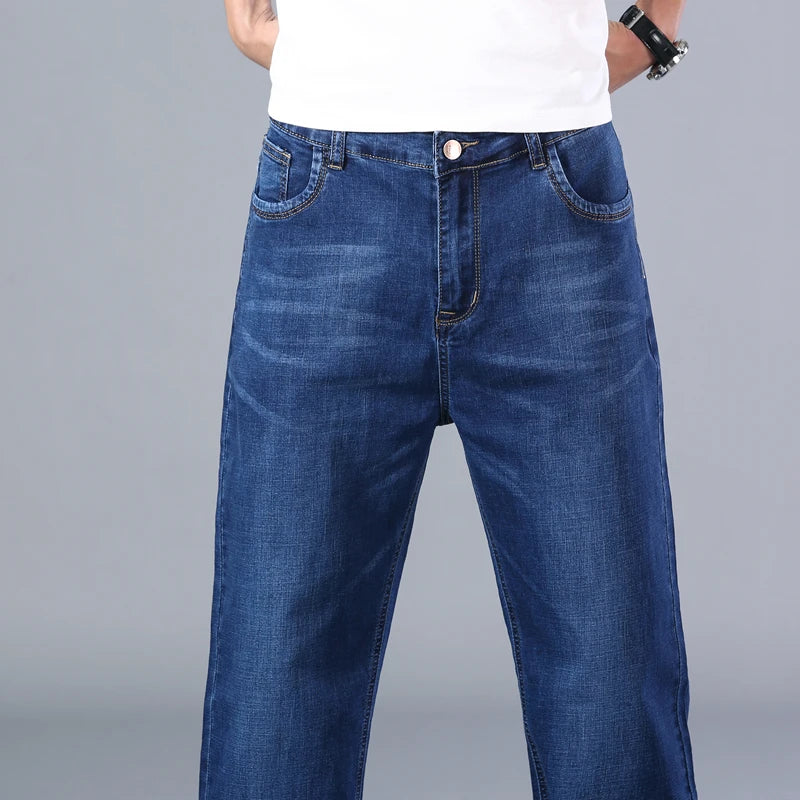 stretch men's straight loose loose summer thin jeans