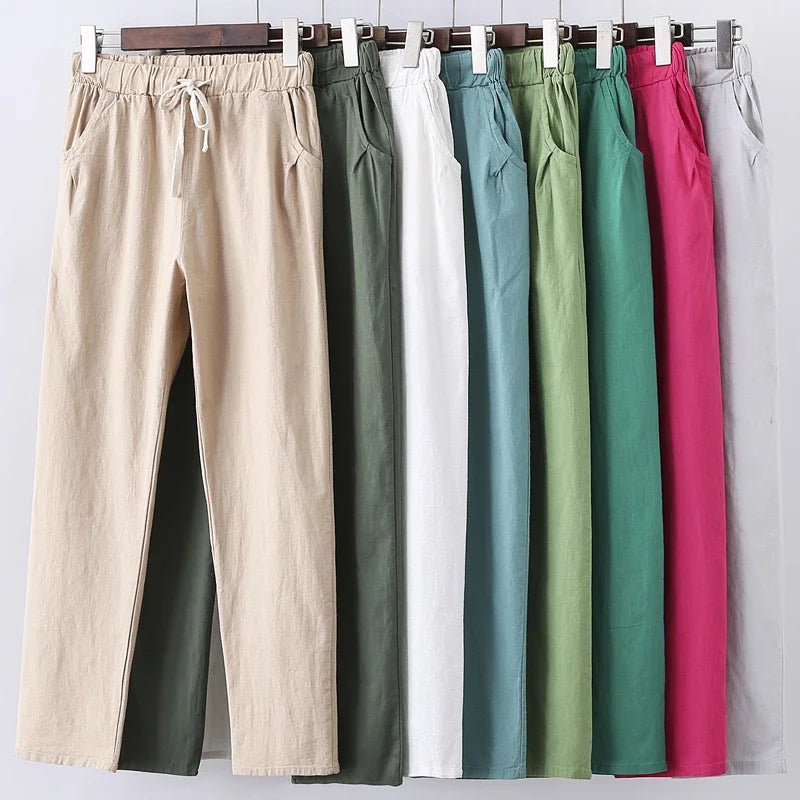 Fashion Cotton Linen Pants For Women Loose Casual Color