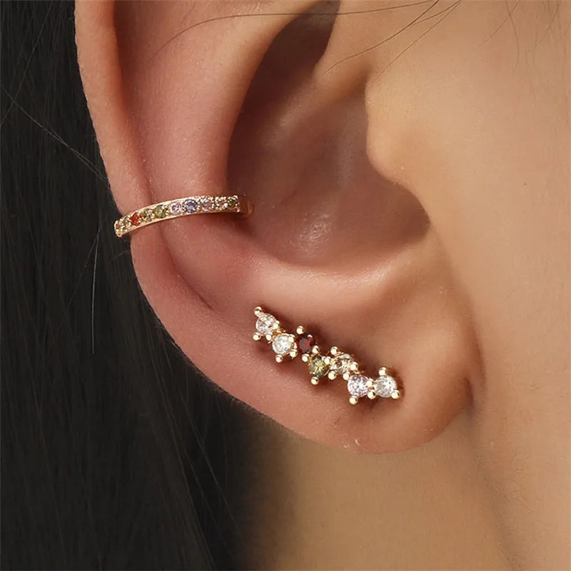 Bohemian NO Piercing Crystal Rhinestone Ear Cuff Wrap Stud Clip Earrings