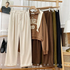 Vintage High Waist Corduroy Pants Women Classic Baggy Wide Leg