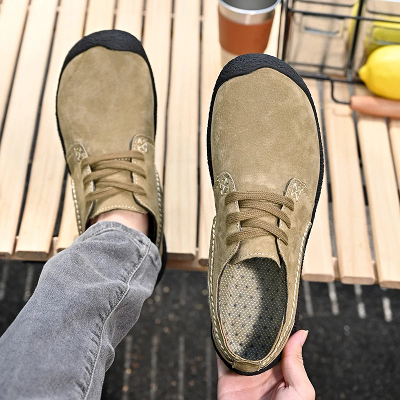 Men's Casual Sneakers Fashion Suede Leather Comfortable Flat Driving Shoes