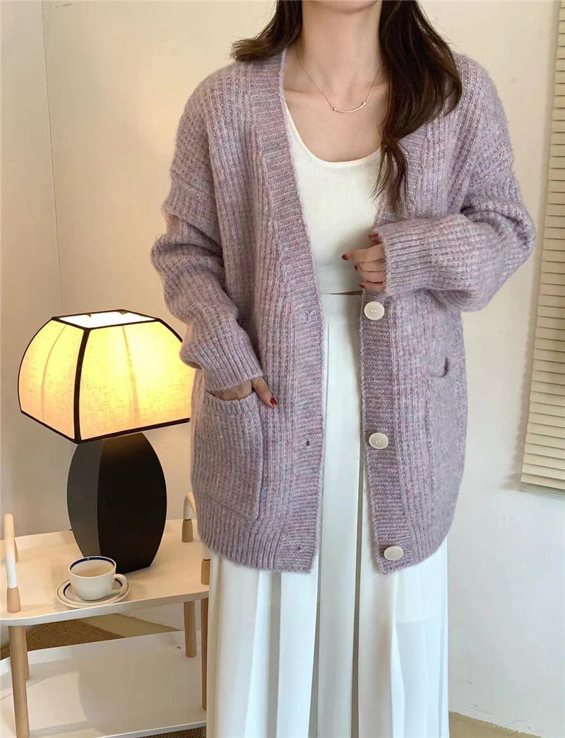 Fashion Chic Vintage Oversized Sweaters Knitted Cardigans