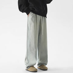Men's Fleece Thickened Warm Jeans Baggy Straight Fashion Casual