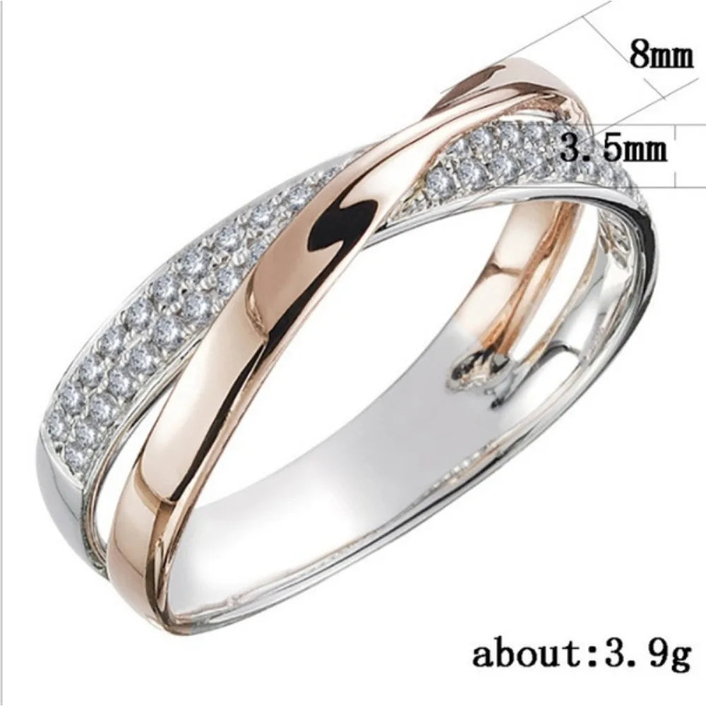 Stainless Steel Two Tone X Shape Cross Ring Trendy Jewelry