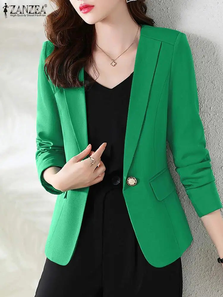 Women Elegant OL Jackets Autumn Lapel Neck Long Sleeve Blazer Suits