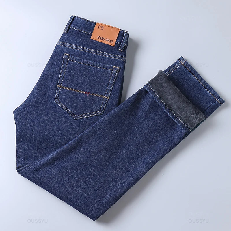 Jeans Business Fashion Cotton Straight Fit Denim Pants Classic