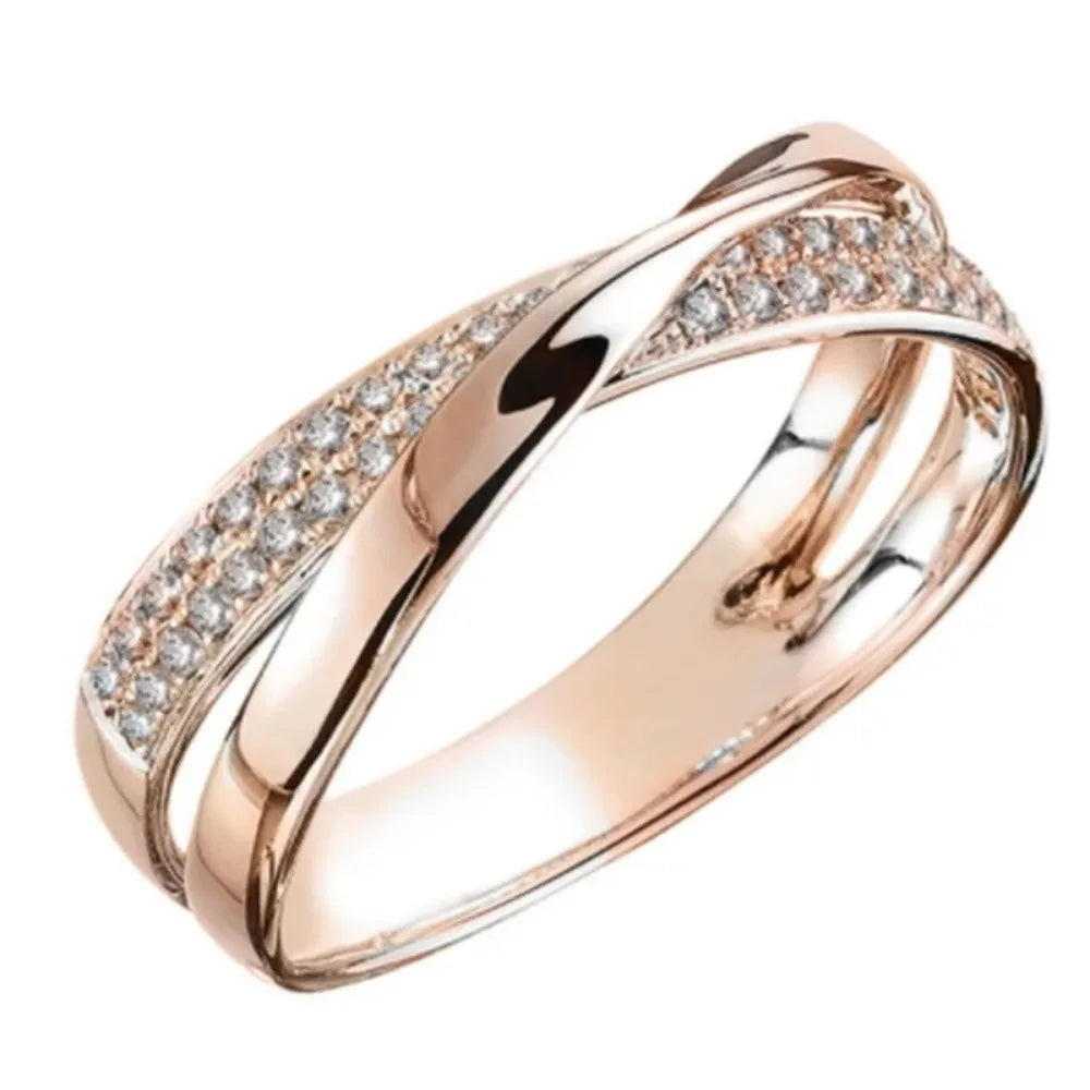 Stainless Steel Two Tone X Shape Cross Ring Trendy Jewelry