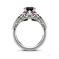 Plated Square Black Zirconia Ring Fashion