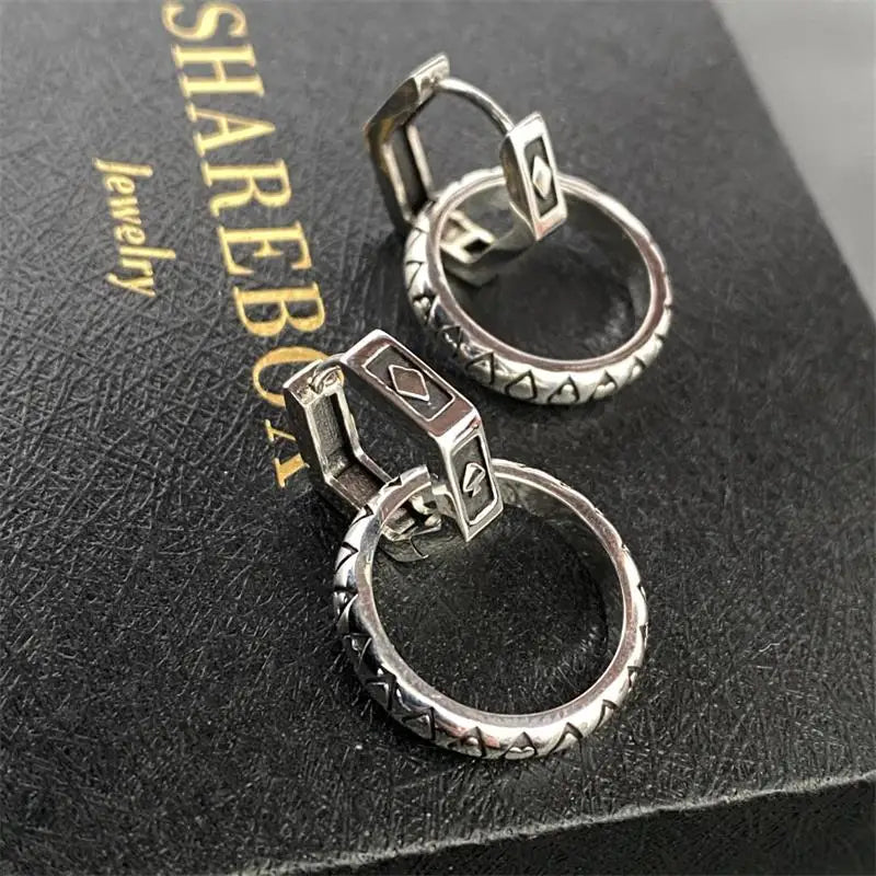 Floral Square Ear Clasp Earrings For Women Fashion Retro Jewelry