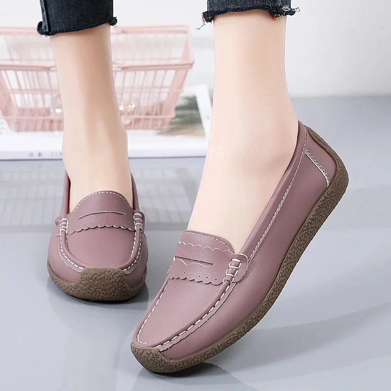 Women's Genuine Leather Shoes Flats Moccasins Loafers