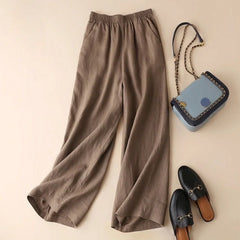 Women Cotton Linen Wide Leg Summer Pants