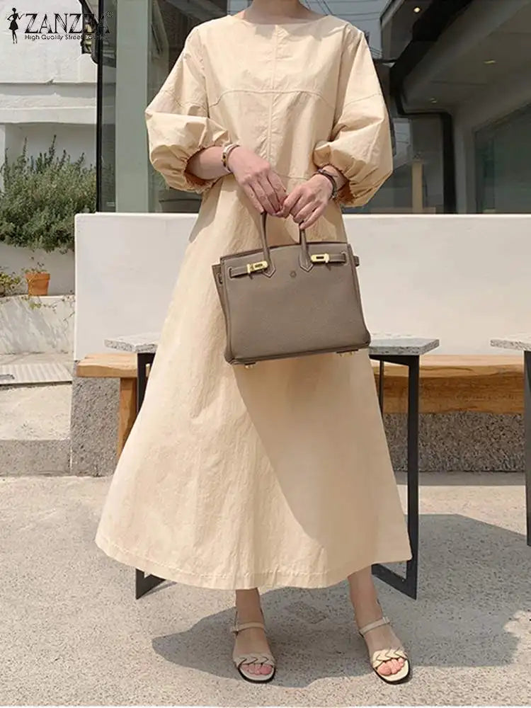 Fashion Sundress Casual Solid 3/4 Sleeve OL Work Midi Robe Oversize