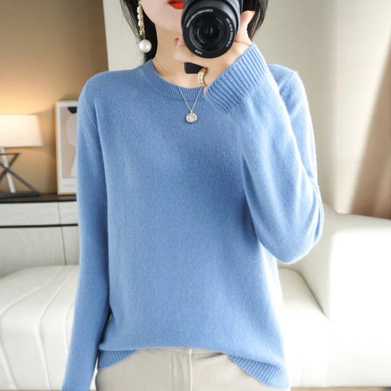 Women Sweater O-neck Basic Pullover Casual Pulls Jumpers