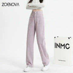 Color Y2K Spring Trendy Jeans Elastic Women Pants