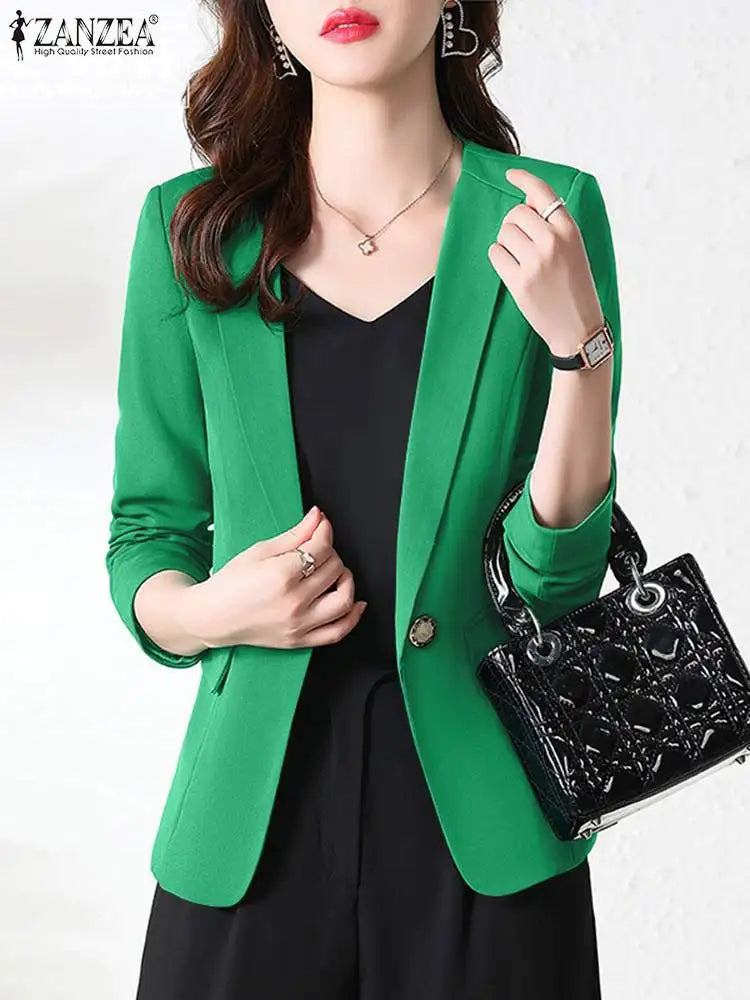 Women Elegant OL Jackets Autumn Lapel Neck Long Sleeve Blazer Suits