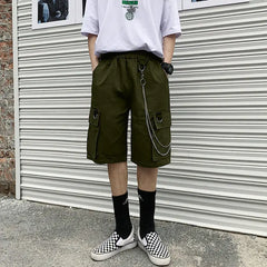 Summer Casual Cargo Pants Shorts Men's Loose Sports Pants Wide-leg