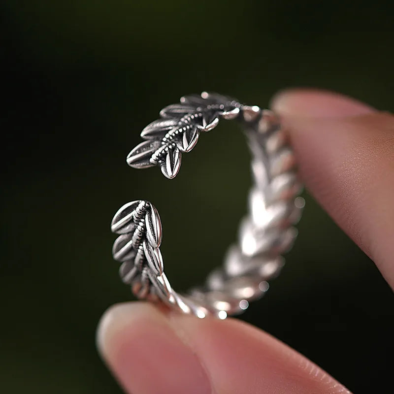 Silver Wheat Cuff Finger Rings Unisex Fashion Jewelry