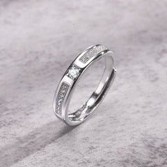 Adjustable 4mm for Men Cubic Zirconia Stones Finger Ring