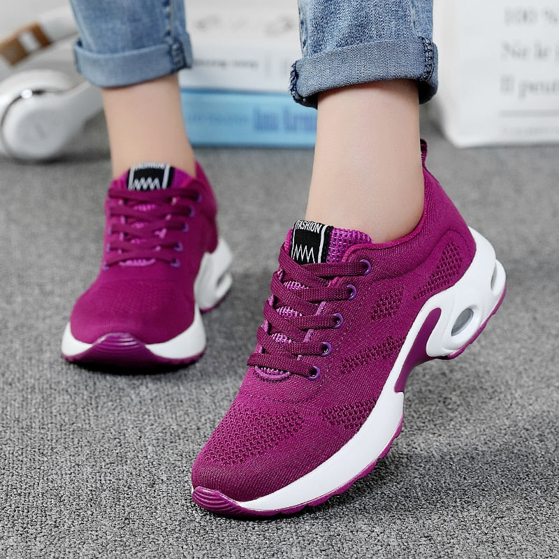 Ladies Casual Mesh Flat Shoes Lightweight Sneakers