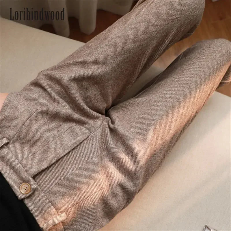 Woolen Pants Harem Pencil High Waisted Casual Suit Pants Office