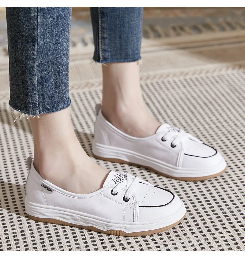 Women Flats Spring Summer Soft Cow Leather Women Casual Shoes